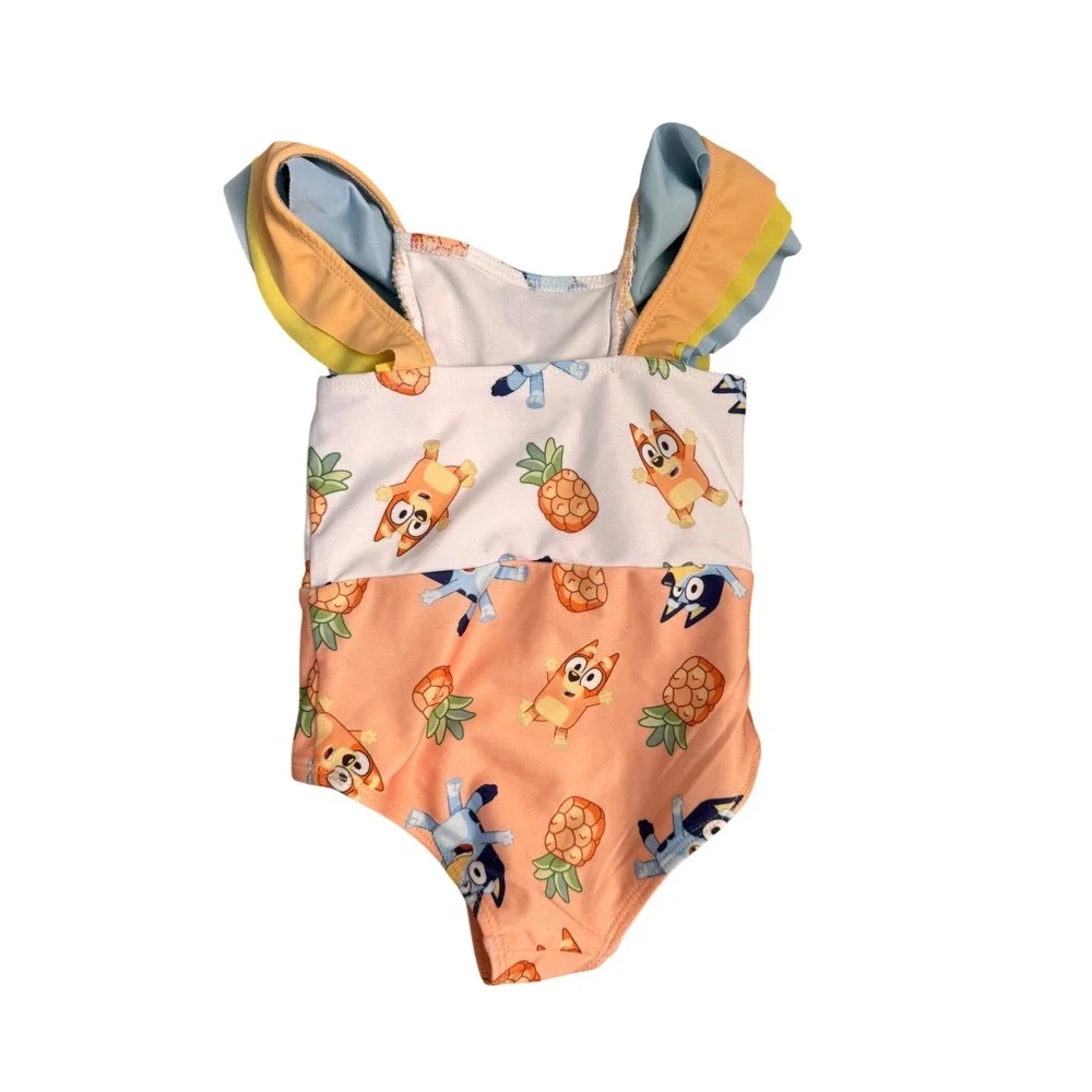 Bluey Girls Swimsuit and Hooded Terry Cloth Cover Up Set Size 3T‎ Blue Orange